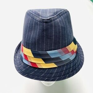 Goorin Bros Fedora Size S Blue Pin Stripe Linen Blend Striped‎ Hatband